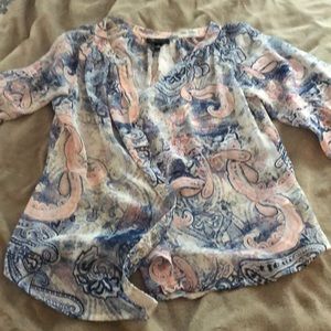 Paisley button down blouse with 3/4 sleeves